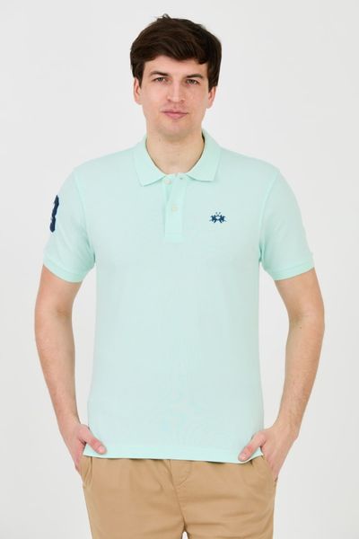 LA MARTINA Miętowe męskie polo z małym logo, Rozmiar XL. Zielone koszulki polo La Martina, m, bez wzorów, bez kołnierzyka, bez ramiączek. W wyprzedaży za 331.99 zł.