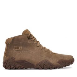 Trzewiki CAT Footwear. Brązowe botki sznurowane CAT Footwear, bez wzorów, bez obcasa, bez zapięcia. Za 569.99 zł.