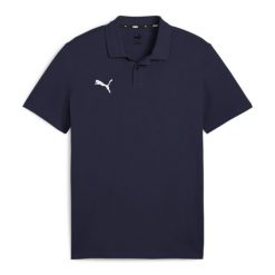 Koszulka sportowa męska Puma Team Goal Casuals. Niebieskie t-shirty sportowe Puma, bez wzorów, z bawełny, bez ramiączek, do piłki nożnej. Za 89.09 zł.