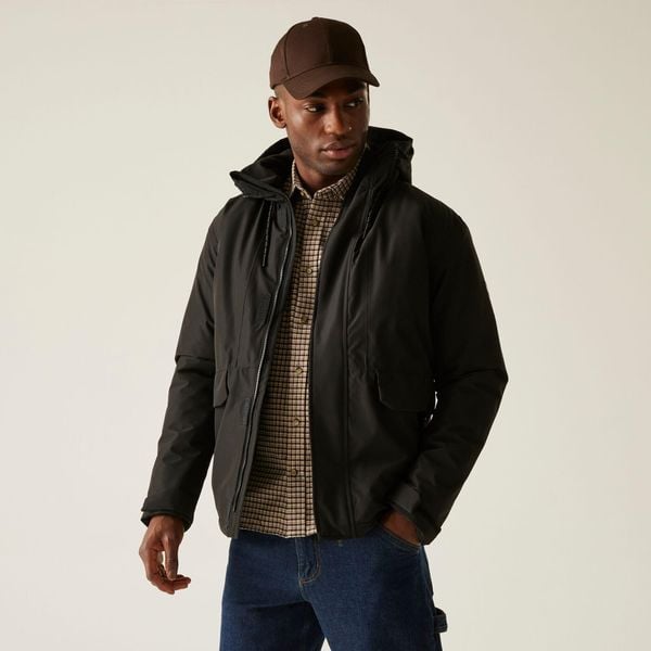 Kurtka męska zimowa ocieplana Sterlings. Czarne kurtki Regatta, na zimę, l, bez wzorów, z puchu, bez kaptura. Za 329.99 zł.