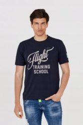 AERONAUTICA MILITARE Granatowy t-shirt męski. Niebieskie t-shirty Aeronautica Militare, m, bez wzorów, bez kołnierzyka, bez ramiączek. W wyprzedaży za 239.99 zł.