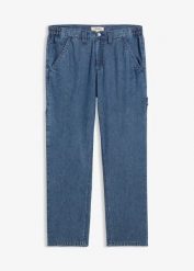 Lekkie jeansy carpenter o kroju relaxed fit z wygodnym pasem i prostą nogawką. Niebieskie jeansy bonprix, m. Za 49.99 zł.