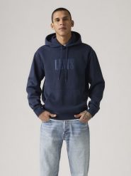 Levi's Bluza w kolorze granatowym rozmiar: XL. Niebieskie bluzy Levi's®, s, bez wzorów, z bawełny, z kapturem. Za 161.73 zł.
