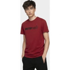 T-shirt męski TSM002 - burgund. Czerwone t-shirty 4F, m, bez wzorów, bez kołnierzyka, bez ramiączek. W wyprzedaży za 44.99 zł.