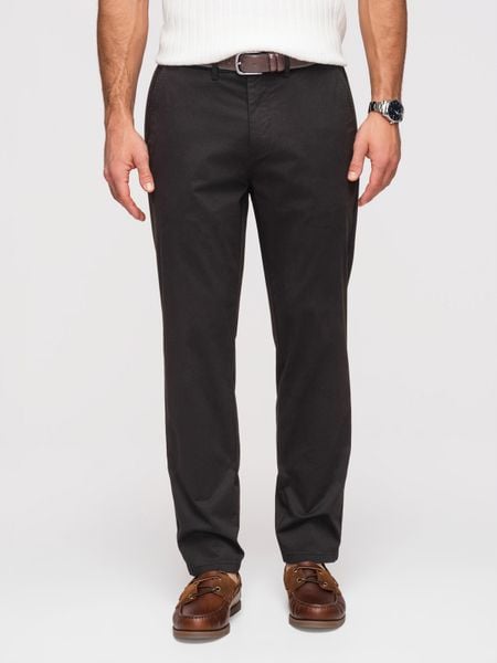 Jednolite męskie spodnie chino REGULAR FIT – czarne V5 - Rozmiar: L. Czarne eleganckie spodnie Ombre Clothing, do pracy, l, z bawełny, biznesowe. W wyprzedaży za 237.99 zł.