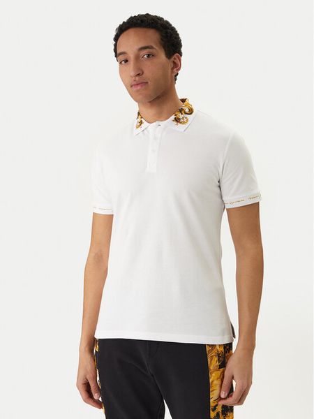 Versace Jeans Couture Polo 80GAGT12 CJ01T Biały Slim Fit. Białe koszulki polo Versace Jeans Couture, m, bez wzorów, z bawełny, bez kołnierzyka, bez ramiączek. Za 552.99 zł.