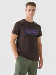 4F T-shirt regular z nadrukiem męski - brązowy S. Brązowe t-shirty 4F, m, bez wzorów, z bawełny, bez kołnierzyka, bez ramiączek. Za 29.99 zł.
