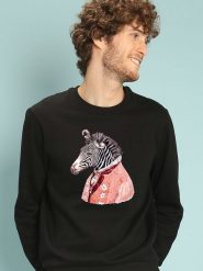 WOOOP Bluza "Zebra cream" w kolorze czarnym rozmiar: M. Czarne bluzy Wooop, m, bez wzorów, z bawełny, bez kaptura. Za 109.52 zł.