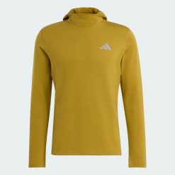 Bluza dresowa adi365 Running Essentials Winterized Long Sleeve Hooded. Zielone bluzy z kapturem Adidas, na zimę, l, bez wzorów, z dresówki, z kapturem. Za 259.00 zł.