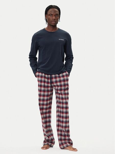 Guess Piżama U5BX00 K0400 Granatowy Regular Fit. Niebieskie piżamy Guess, m, z aplikacjami, z bawełny, bez ramiączek. Za 279.99 zł.