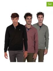 The Time of Bocha Koszulki polo (3 szt.) w kolorze czarno-jagodowo-fioletowym rozmiar: L. Czarne koszulki polo The Time of Bocha, l, bez wzorów, z bawełny, bez kołnierzyka, bez ramiączek. Za 260.99 zł.