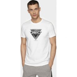T-Shirt męski TSM203 - biały. Białe t-shirty 4F, m, bez wzorów, bez kołnierzyka, bez ramiączek. Za 49.99 zł.