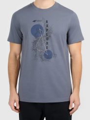 4F Koszulka w kolorze niebieskoszarym rozmiar: XL. Niebieskie bezrękawniki 4F, xl, bez wzorów, z bawełny, bez kołnierzyka, bez ramiączek. Za 65.95 zł.