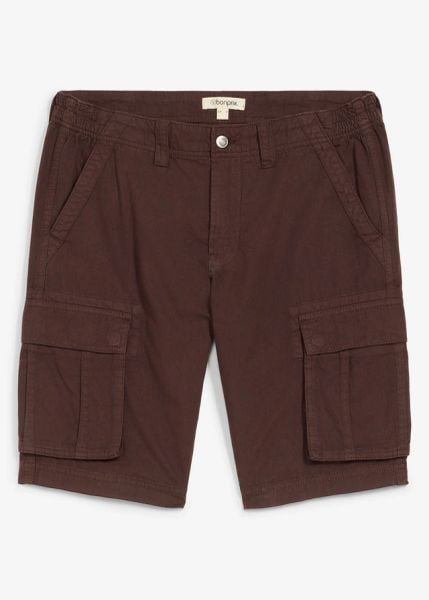 Lekkie bermudy jeansowe z elastyczną wstawką w talii, z kolorowego denimu, relaxed fit. Brązowe jeansy bonprix, m. Za 69.99 zł.