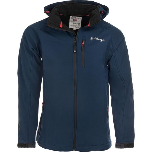 Kurtka softshell męska Spitsbergen 3-warstwowa Navy M. Czarne kurtki ZOOPLEMENTS, m, bez wzorów, z softshellu, bez kaptura. Za 318.99 zł.