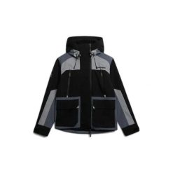 Kurtka przeciwdeszczowa z kapturem Superdry Colour Block. Czarne kurtki Superdry, xl, bez wzorów, z kapturem. Za 518.85 zł.