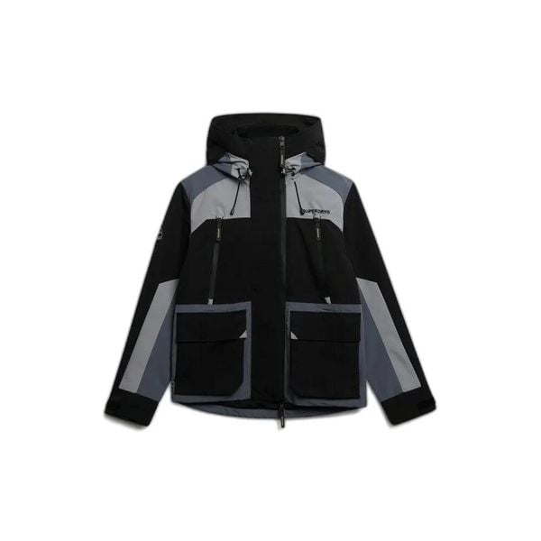 Kurtka przeciwdeszczowa z kapturem Superdry Colour Block. Czarne kurtki Superdry, xl, bez wzorów, z kapturem. Za 521.00 zł.