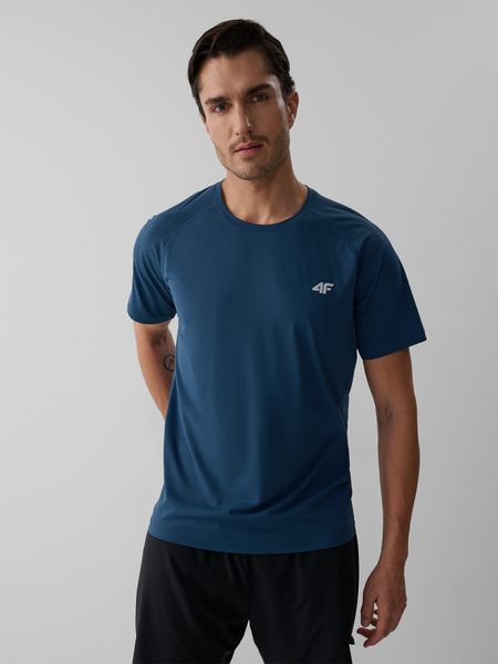 4F Koszulka do biegania regular szybkoschnąca męska - denim XL. Niebieskie t-shirty 4F, bez wzorów, z denimu, bez ramiączek, do biegania. Za 129.99 zł.