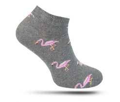 Skarpetki, Stopki, Szare w Różowe Flamingi, Casualowe, Krótkie -EM Men's Accessories. Czerwone skarpety Em men's accessories, bez wzorów, z bawełny. Za 19.99 zł.