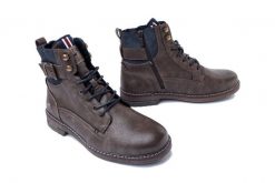 MUSTANG 4201-501-306 kaffee, trzewiki męskie. Brązowe botki sznurowane Mustang, na zimę, bez wzorów, z tkaniny, bez obcasa, bez zapięcia. Za 243.92 zł.