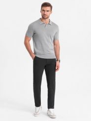 Eleganckie męskie spodnie chino SLIM FIT - grafitowe V2 OM-PACP-0191 - XXL. Szare eleganckie spodnie Ombre Clothing, l, z materiału, eleganckie. Za 233.99 zł.