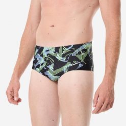 Slipki pływackie męskie Decathlon All Vibe. Czarne odzież kąpielowa Decathlon, m, bez wzorów, z materiału, sportowe. Za 79.99 zł.