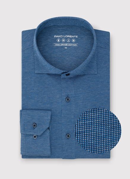 PAKO LORENTE - Niebieska dzianinowa koszula męska. Niebieskie koszule Pako Lorente, m, bez wzorów, z bawełny, bez kołnierzyka, bez ramiączek. Za 299.99 zł.