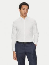 Calvin Klein Koszula LV04LB145G Biały Slim Fit. Białe koszule CALVIN KLEIN, l, bez wzorów, z bawełny, bez kołnierzyka, bez ramiączek. Za 239.99 zł.