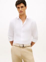 Tommy Hilfiger Tailored koszula lniana Mężczyźni Slim Fit len biały, M. Białe koszule Tommy Hilfiger Tailored, m, bez wzorów, ze lnu, bez kołnierzyka, bez ramiączek. Za 479.95 zł.