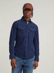 G-Star Koszula - Slim fit - w kolorze granatowym rozmiar: XL. Niebieskie koszule G-Star, xl, bez wzorów, z bawełny, bez kołnierzyka, bez ramiączek. Za 203.45 zł.