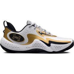 Buty do Koszykówki Męskie Under Armour Spawn 5. Białe buty do biegania Under Armour, bez wzorów, bez zapięcia, do koszykówki. W wyprzedaży za 333.85 zł.