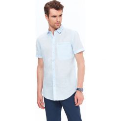 KOSZULA MĘSKA LNIANA O KROJU SLIM FIT Z KLASYCZNYM KOŁNIERZEM. Koszule marki TOP SECRET. W wyprzedaży za 39.99 zł.