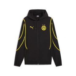 Kurtka Prematch Borussia Dortmund 2024/25. Czarne kurtki Puma, s, bez wzorów, bez kaptura. W wyprzedaży za 349.50 zł.