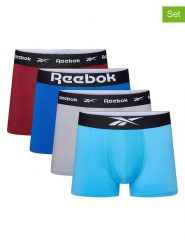Reebok Bokserki (4 pary) "Landis" w kolorze czerwono-szaro-błękitnym rozmiar: XL. Czerwone bokserki Reebok, xl, bez wzorów. Za 84.95 zł.