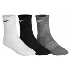 Skarpety Treningowe Unisex Dla Dorosłych Do Połowy Łydki (zestaw 3 Sztuk). Białe skarpety Mizuno, bez wzorów, z elastanu. Za 72.99 zł.