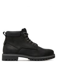 Jack&Jones Trzewiki Queensway 12257998 Czarny. Czarne botki sznurowane Jack&Jones, bez wzorów, ze skóry, bez obcasa, bez zapięcia. Za 449.99 zł.