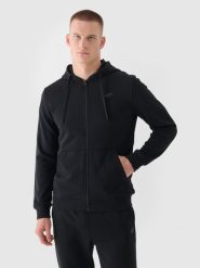 4F Bluza dresowa rozpinana z kapturem męska - czarna S. Czarne bluzy 4F, m, bez wzorów, z bawełny, z kapturem. W wyprzedaży za 119.99 zł.