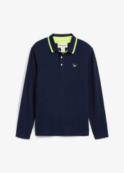 Shirt polo pique z czystej bawełny organicznej. Niebieskie koszulki polo bonprix, m, bez wzorów, z bawełny, bez kołnierzyka, bez ramiączek. Za 79.99 zł.