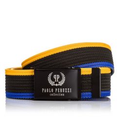 Pasek męski parciany 115cm Paolo Peruzzi czarny PW-07. Czarne paski Paolo Peruzzi, bez wzorów, z materiału. Za 34.99 zł.