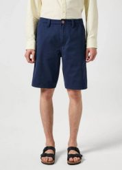 WANGLER MĘSKIE SZORTY MATERIAŁOWE CASEY CHINO SHORTS BLACK IRIS 112350681. Czarne szorty Wrangler, m, bez wzorów, z materiału. Za 139.99 zł.