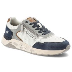 Granatowe Sneakersy Mustang Sportowe Obuwie Męskie. Białe buty sportowe casual Mustang, bez wzorów, z materiału, bez zapięcia. Za 319.00 zł.