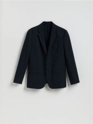 Marynarka regular fit - granatowy. Niebieskie marynarki Reserved, bez wzorów, z tkaniny. Za 359.99 zł.