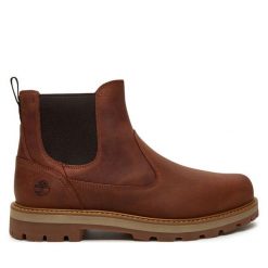 Sztyblety Timberland. Brązowe botki sznurowane Timberland, bez wzorów, bez obcasa, bez zapięcia. Za 769.99 zł.