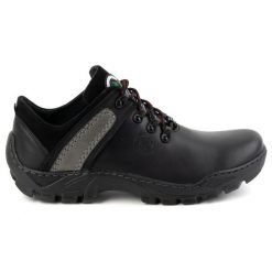 Olivier Skórzane buty trekkingowe męskie 311GT czarne. Czarne trekkingi bez wzorów, ze skóry, bez zapięcia. Za 351.82 zł.