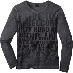 Shirt z długim rękawem Slim Fit bonprix antracytowy z nadrukiem. Bluzki z długim rękawem marki ASICS. Za 32.99 zł.