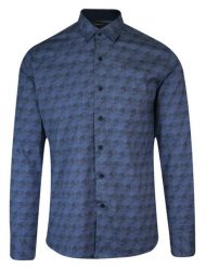 Koszula Granatowa w Kółka, Koła, Geometryczny Wzór, Męska Długi Rękaw, Slim Fit, Taliowana -TO-ON. Niebieskie koszule TO-ON, m, bez wzorów, z bawełny, bez kołnierzyka, bez ramiączek. Za 109.00 zł.