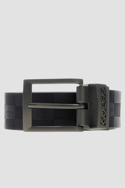 GUESS Czarny dwustronny męski pasek w monogram Reversible Logo Belt, Rozmiar M. Czarne paski Guess, z aplikacjami, eleganckie. Za 439.99 zł.