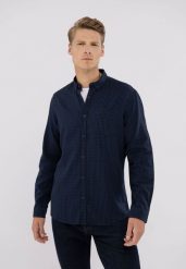 Koszula w kratkę, Slim Fit, K-DIOGO. Niebieskie koszule Volcano, l, bez wzorów, z bawełny, bez kołnierzyka, bez ramiączek. Za 139.99 zł.