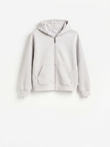 Bluza z kapturem - jasnoszary. Szare bluzy z kapturem Reserved, l, bez wzorów, z bawełny, z kapturem. Za 149.99 zł.