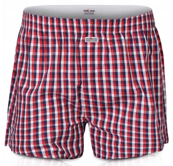 Luźne Męskie Bokserki, Bawełniane - Pako Jeans - Czerwień, Kratka. Czerwone bokserki Pako Jeans, l, bez wzorów, z bawełny. Za 33.00 zł.